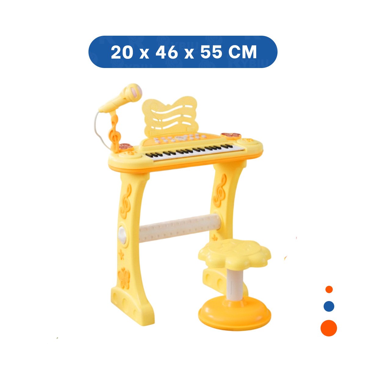 PACK2 ORGANO MUSICAL INFANTIL CON MICROFONO Y SILLA AMARILLA PARA INICIACION Y+REGALO STICKER - 4