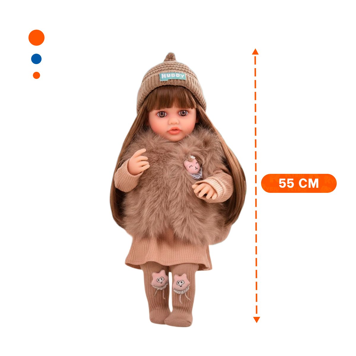 PACK2 MODELO YESSY CON VESTUARIO DE NINA CLASICA MARRON PARA JUEGO 55CM Y+PAPEL REGALO - 4