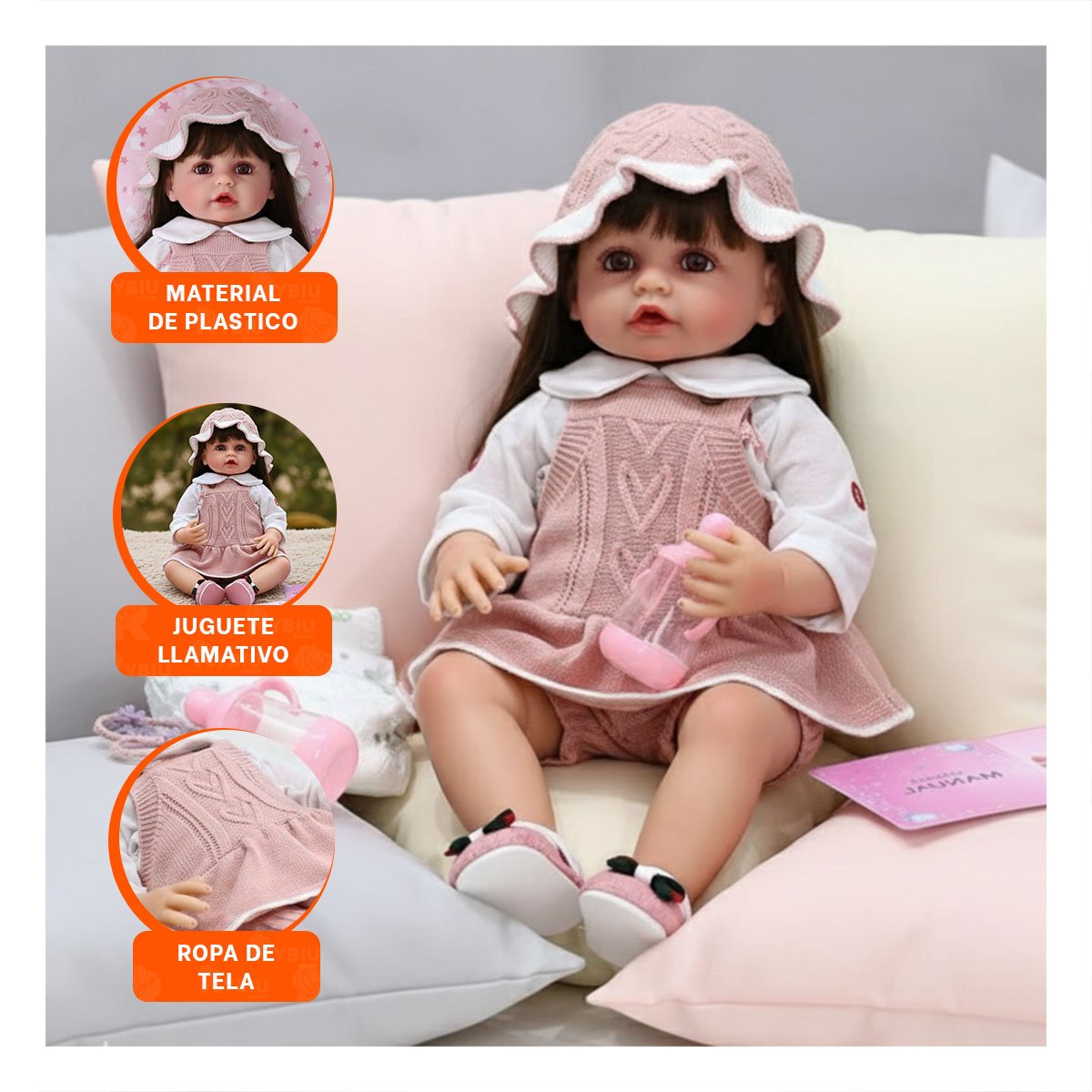 CAMISA INFANTIL TEJIDA CON SHORT Y GORRO PARA BEBE EN ROSADO Y+PAPEL REGALO - 5