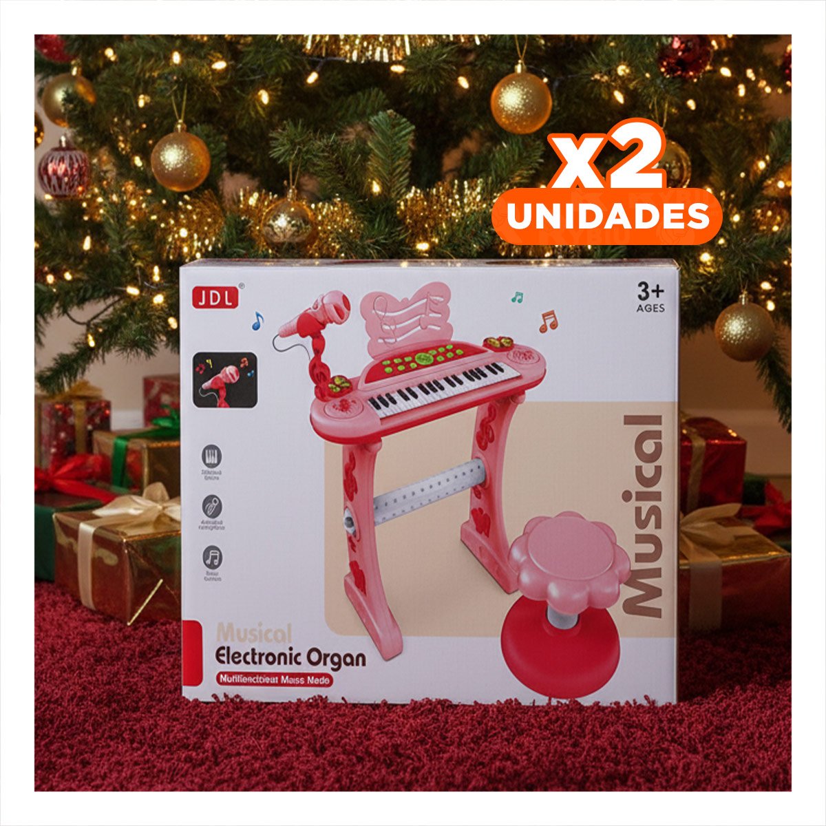 PACK2 JUEGO MUSICAL PARA NINOS CON MICROFONO Y SILLA ROSADO PARA CASA Y+REGALO STICKER - 1