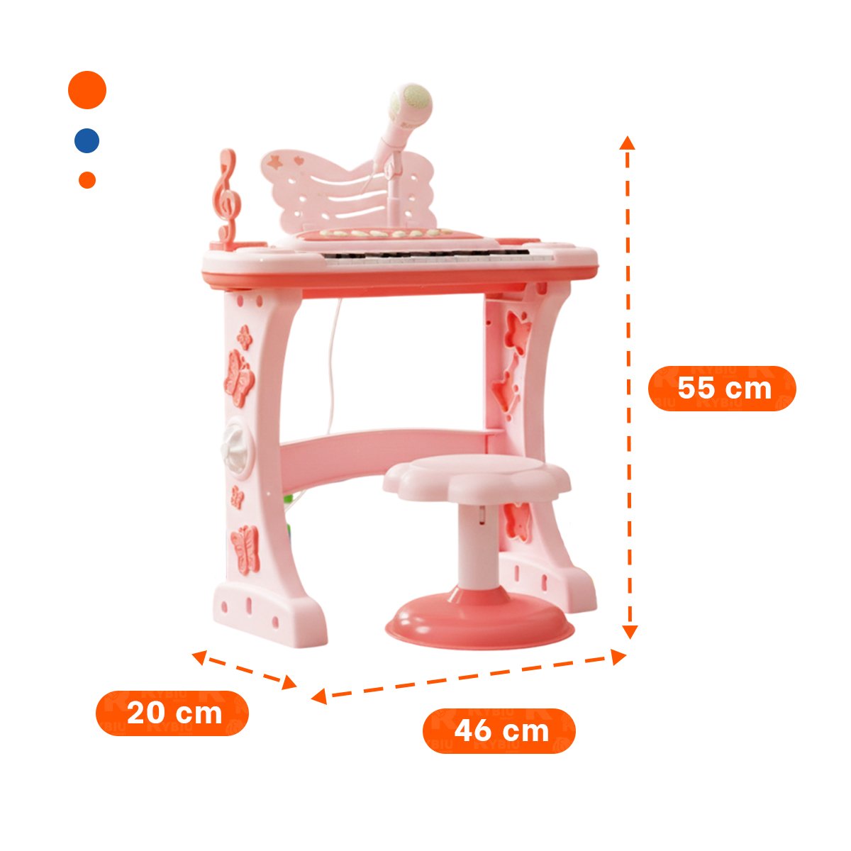 PACK2 JUEGO MUSICAL PARA NINOS CON MICROFONO Y SILLA ROSADO PARA CASA Y+REGALO STICKER - 4