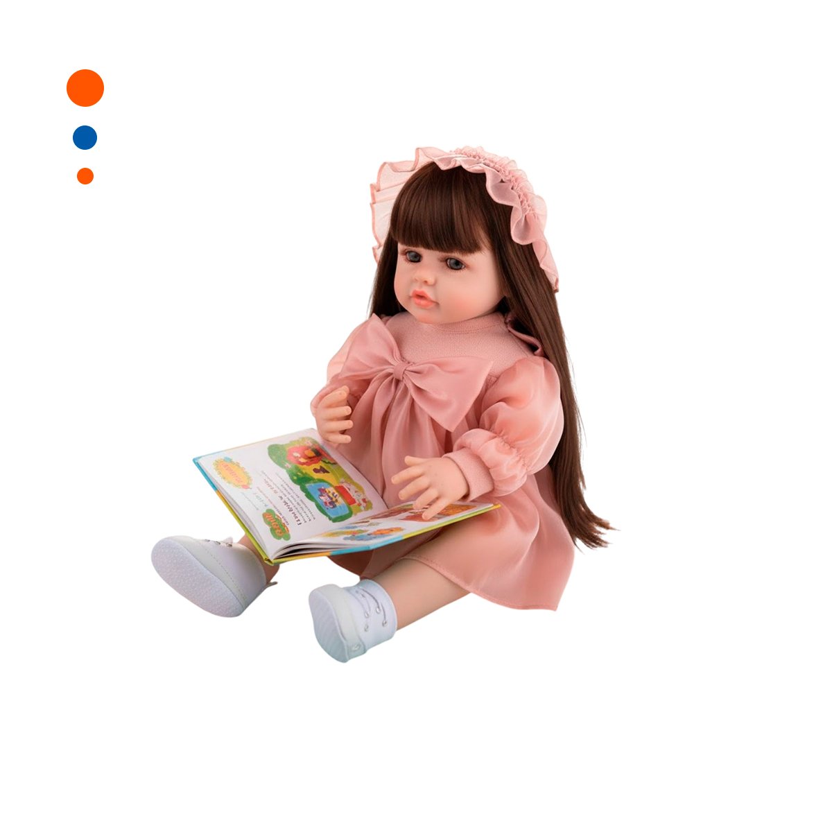 PACK2 MODELO INTELIGENTE DE COMPAÑIA VESTIDO LAZO Y GORRO DE TULL ROSADO 55CM Y+REGALO STICKER - 2