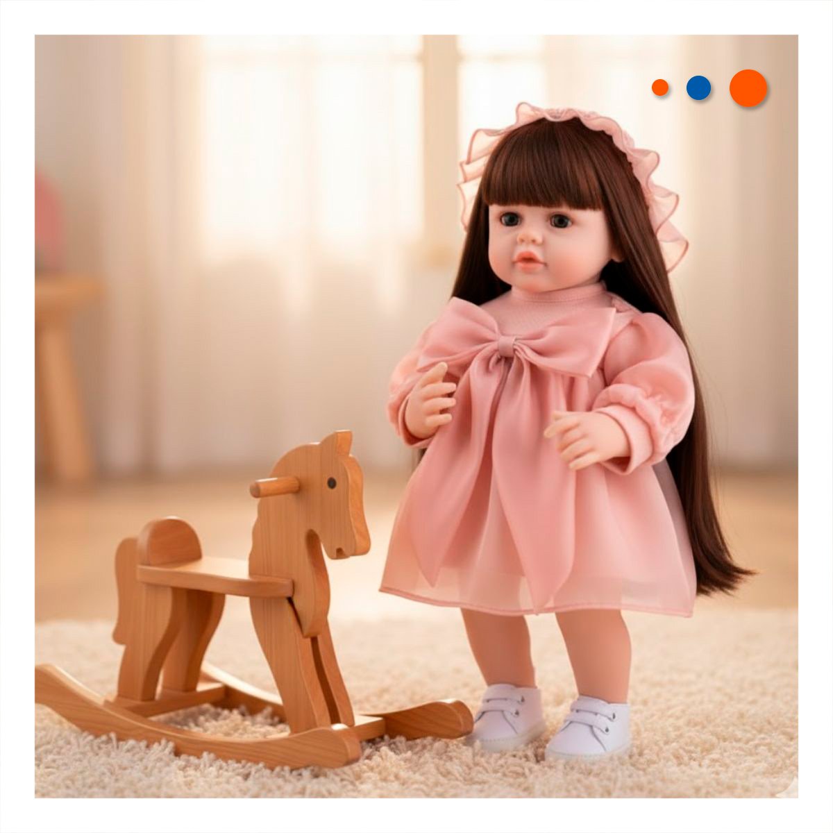 PACK2 MODELO INTELIGENTE DE COMPAÑIA VESTIDO LAZO Y GORRO DE TULL ROSADO 55CM Y+REGALO STICKER - 3
