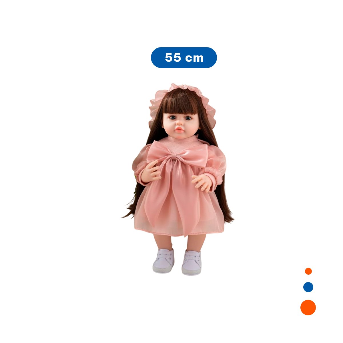 PACK2 MODELO INTELIGENTE DE COMPAÑIA VESTIDO LAZO Y GORRO DE TULL ROSADO 55CM Y+REGALO STICKER - 4