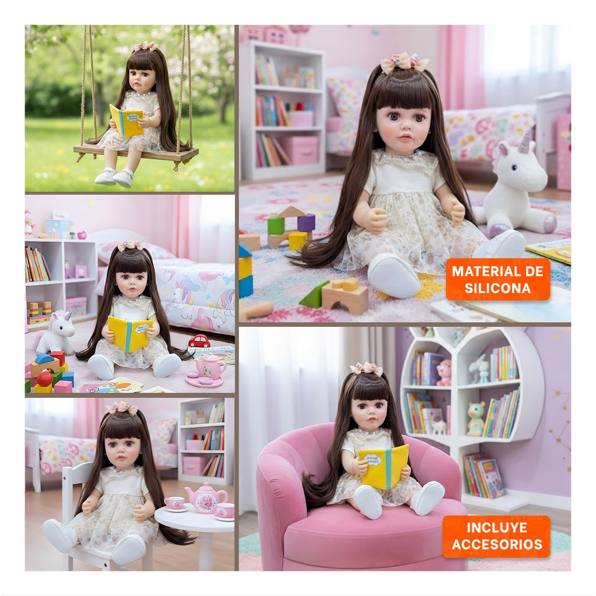 FIGURA REAL INTELIGENTE CON VESTIMENTA INTEGRADA CON 55CM EN AMARILLO CLARO Y+LIGAS REGALO - 5
