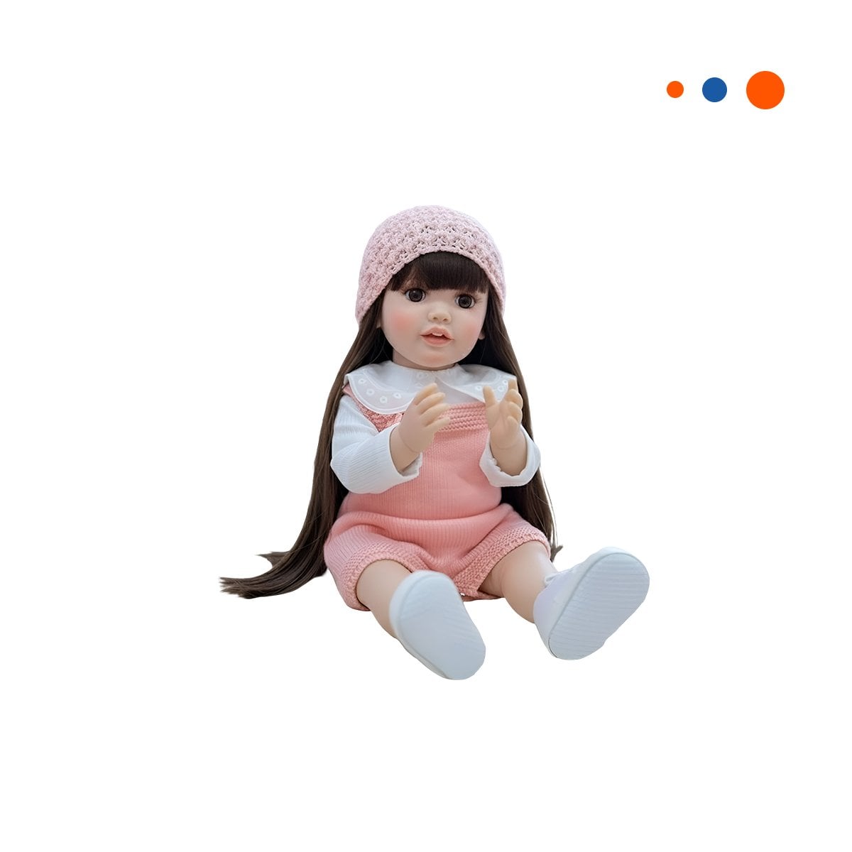 BEBE REAL INTELIGENTE CON ROPA SUAVE Y OVEROL ROSADO 55CM Y+REGALO STICKER - 3