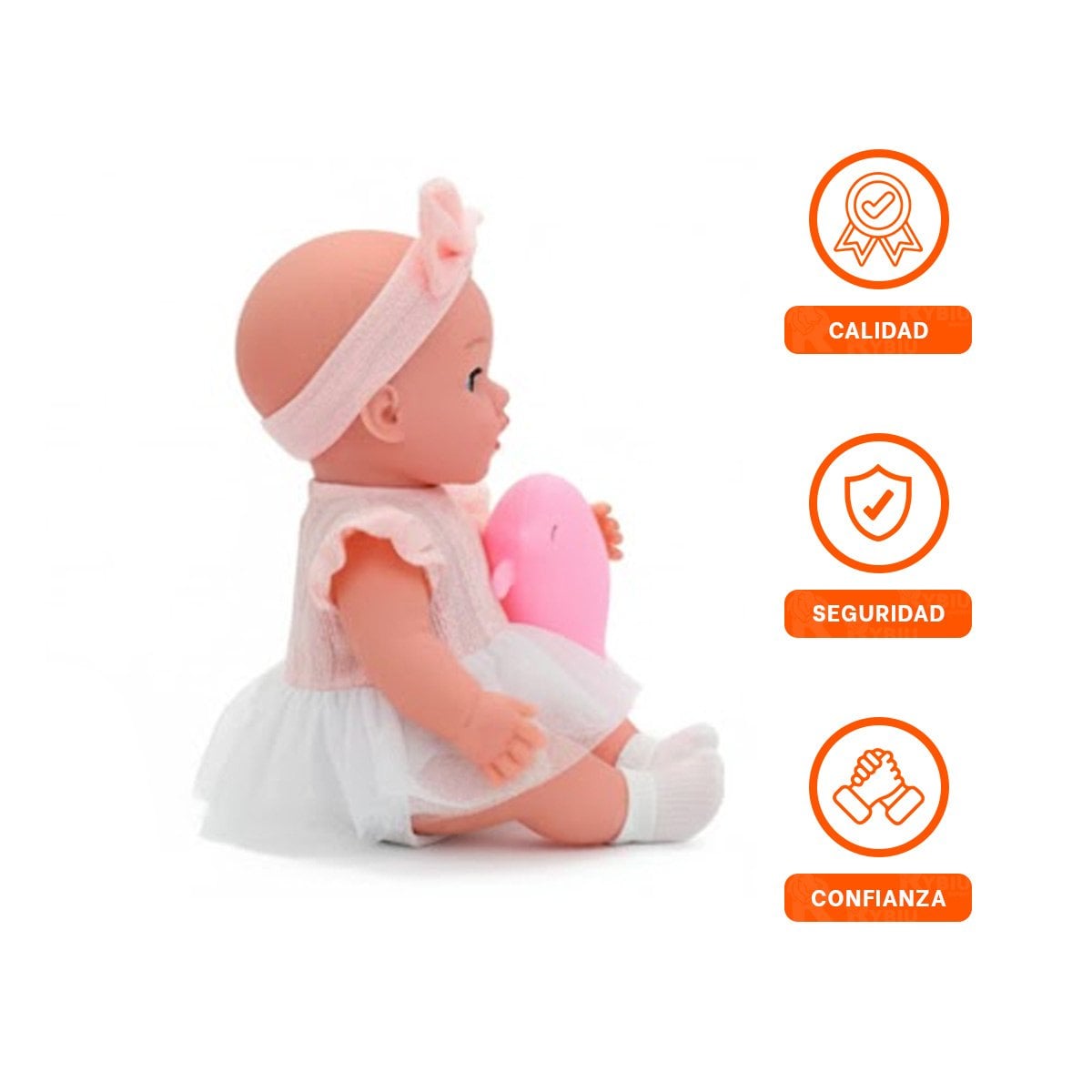 JUGUETE DECORATIVO CON VESTIDO Y LAZO ACCESORIOS ROSADO PARA JUEGO IMAGINATIVO Y+LIGAS REGALO - 3