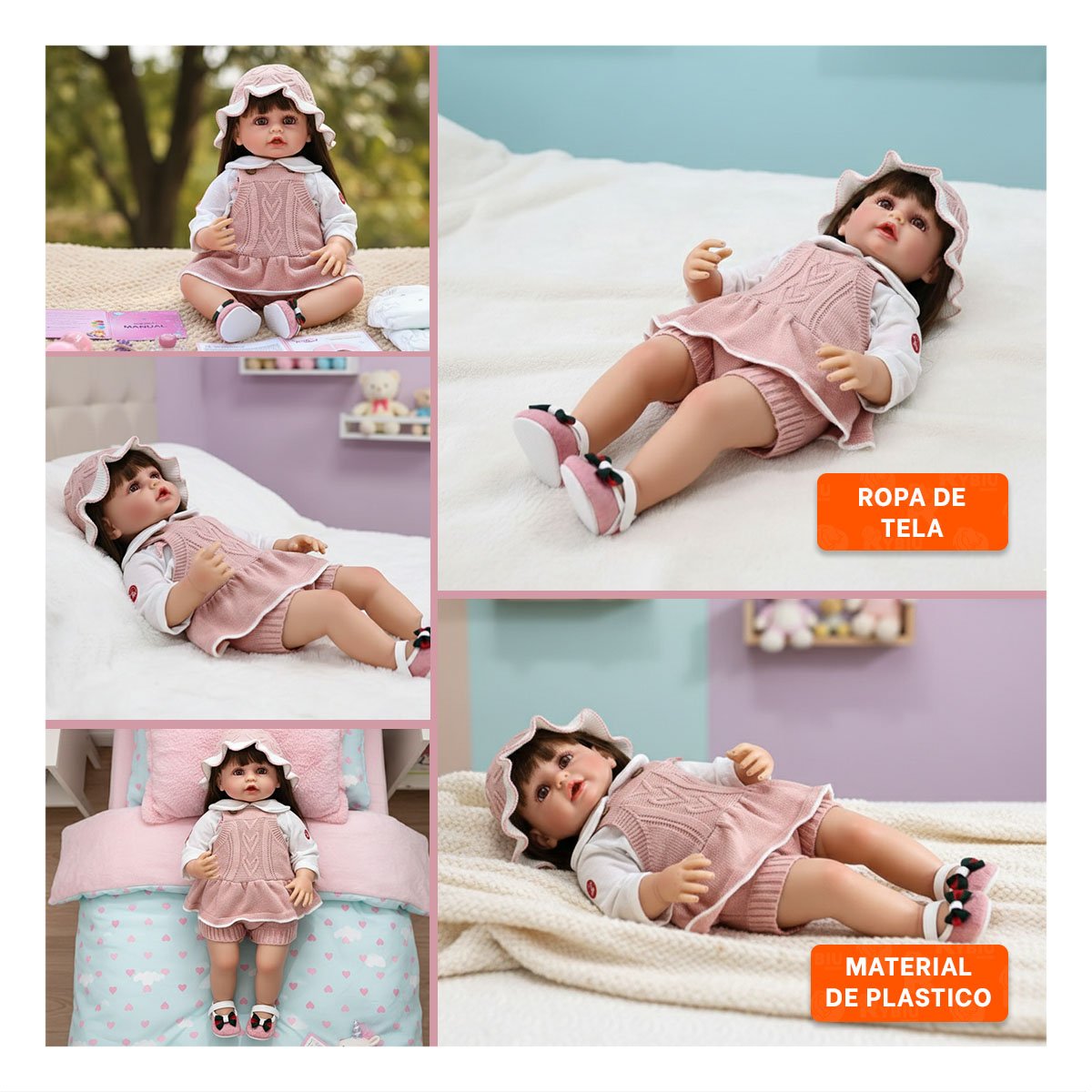 TOP INFANTIL TEJIDO DE BEBE EN ROSADO CON SHORT Y GORRO Y+LIGAS REGALO - 5