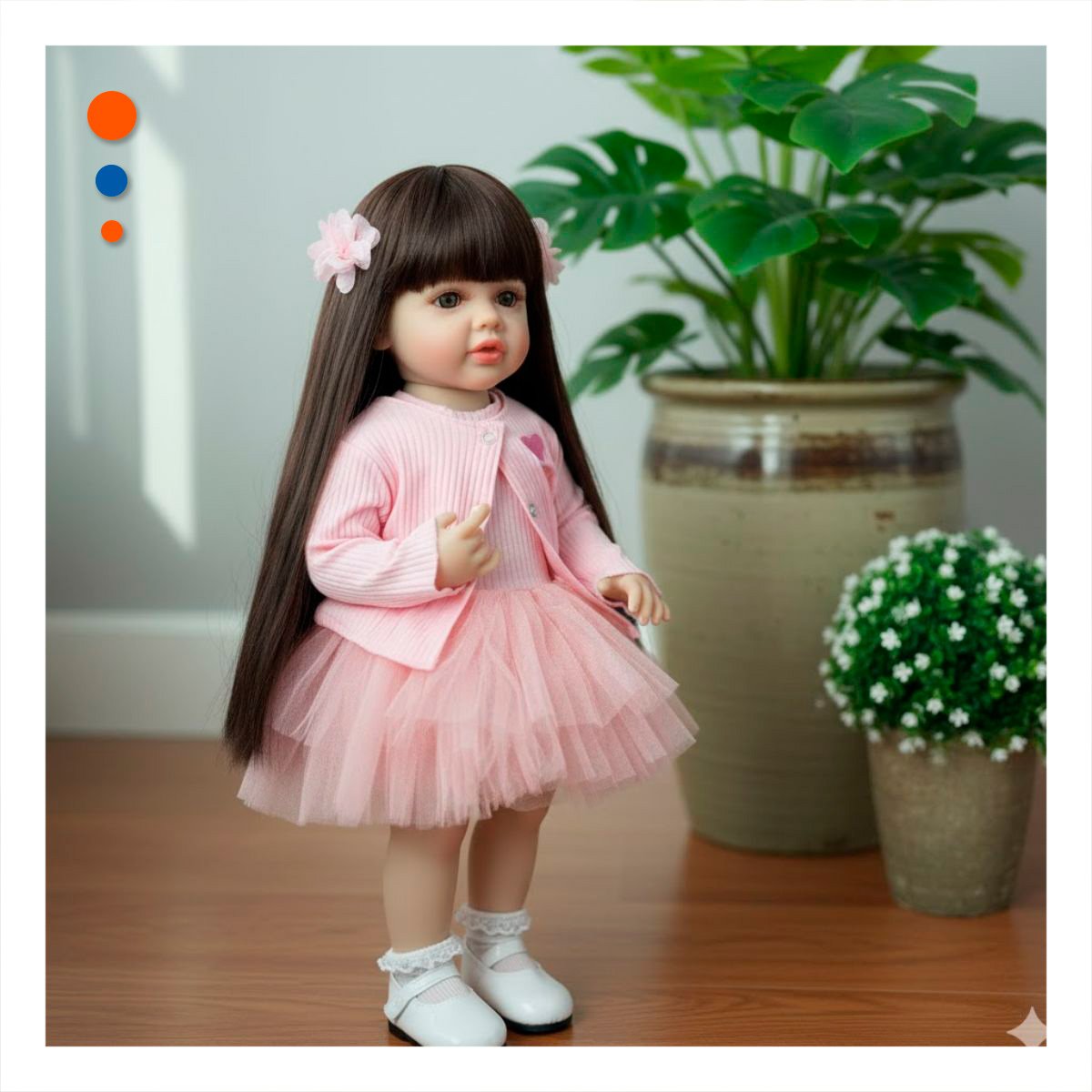 JUGUETE PARA NIÑAS CON VESTIDO TULL Y CHOMPA TEJIDA CORAZON INTELIGENTE ROSADO 55CM Y+POST IT - 3