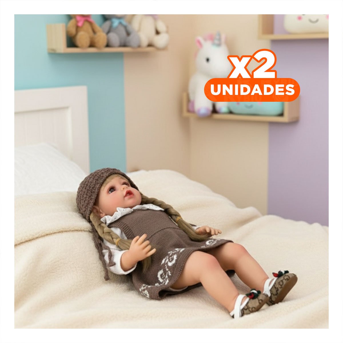 PACK2 CONJUNTO TEJIDO MARRON PARA BEBE CON VESTIDO Y GORRO SUAVE Y+REGALO STICKER - 1