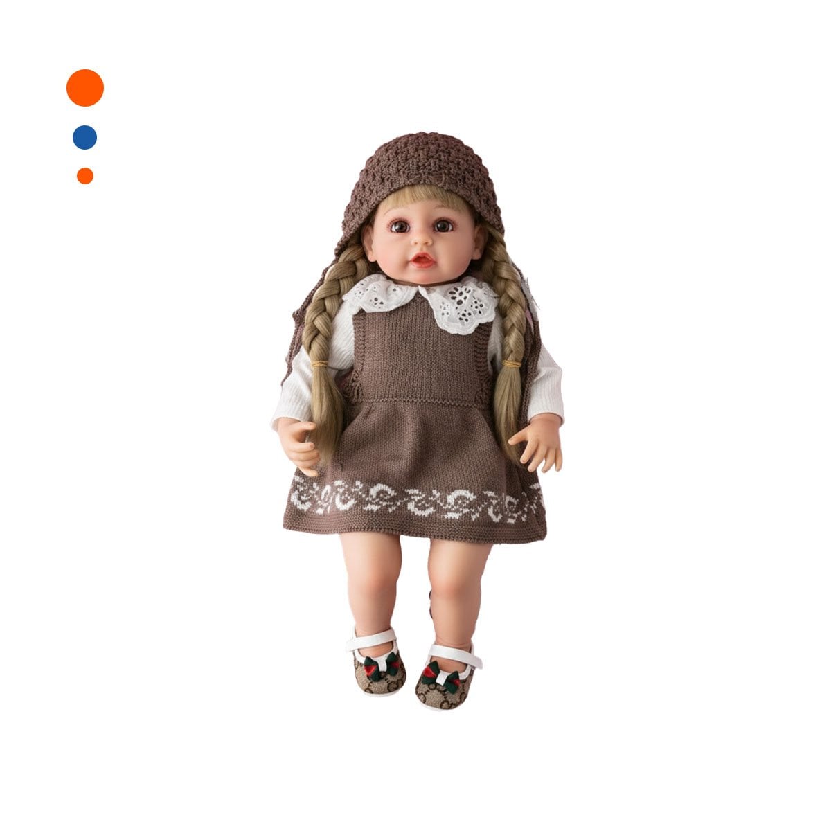 PACK2 CONJUNTO TEJIDO MARRON PARA BEBE CON VESTIDO Y GORRO SUAVE Y+REGALO STICKER - 2