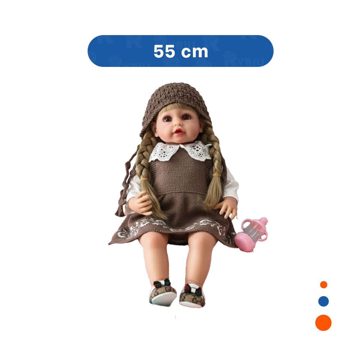 PACK2 CONJUNTO TEJIDO MARRON PARA BEBE CON VESTIDO Y GORRO SUAVE Y+REGALO STICKER - 4