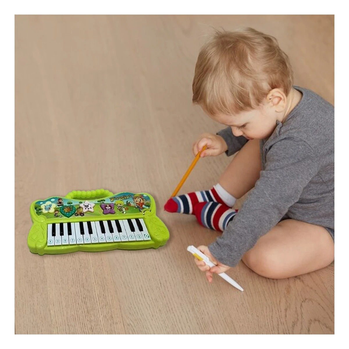 PACK6 INSTRUMENTO VERDE MUSICAL CON TECLAS Y SONIDOS PARA JUEGO - 2