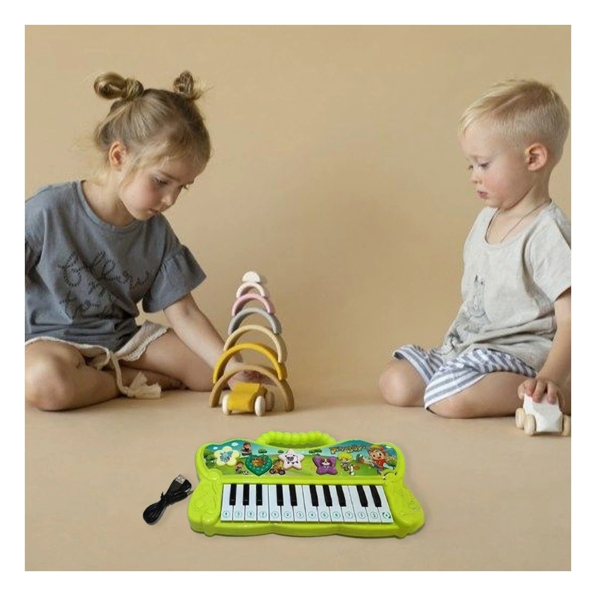 PACK6 INSTRUMENTO VERDE MUSICAL CON TECLAS Y SONIDOS PARA JUEGO - 3