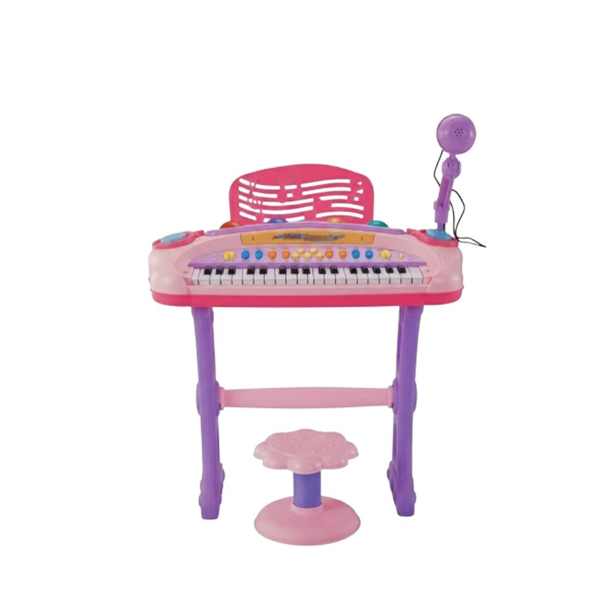 EQUIPO MUSICAL INFANTIL PIANO CON MICROFONO Y SILLA ROSADO EDUCATIVO Y+REGALO STICKER - 3