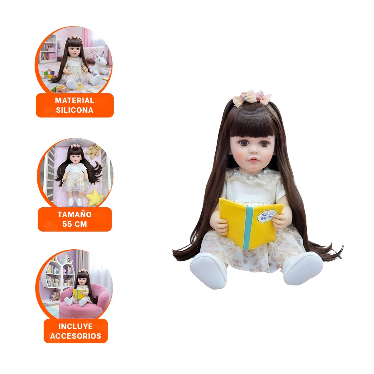 FIGURA REAL INTELIGENTE PARA DINAMICAS DE JUEGO DE ROLES INFANTILES CON 55CM EN AMARILLO CLARO - 3