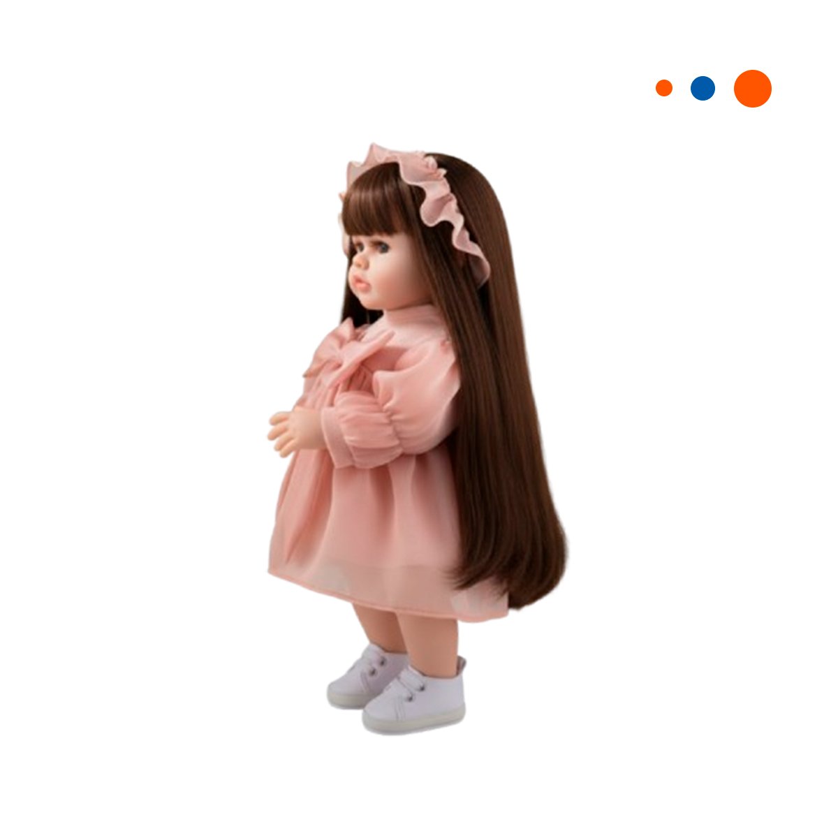 JUGUETE REAL INTELIGENTE PARA NINAS VESTIDO LAZO Y GORRO DE TULL ROSADO 55CM Y+REGALO STICKER - 3