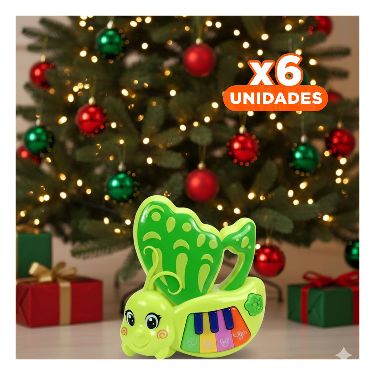 PACK6 MELODIA MUSICAL MARIPOSA VERDE 22X26 CM PARA JUEGO INFANTIL Y+REGALO STICKER - 1