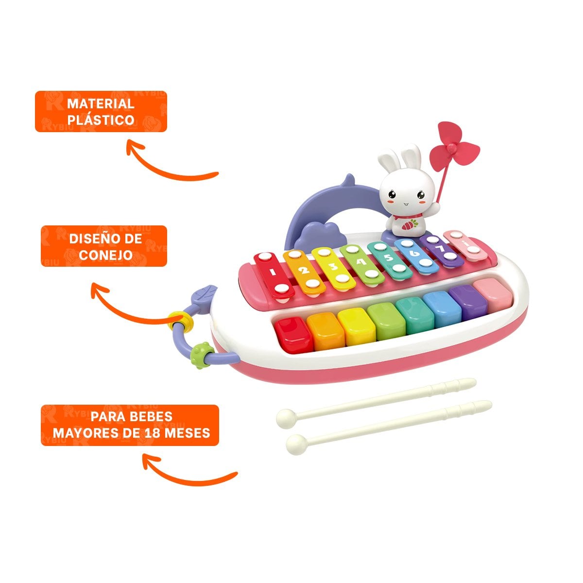 JUGUETE MUSICAL CON TECLAS Y BARRAS SONORAS PARA DESARROLLO CREATIVO INFANTIL - 3