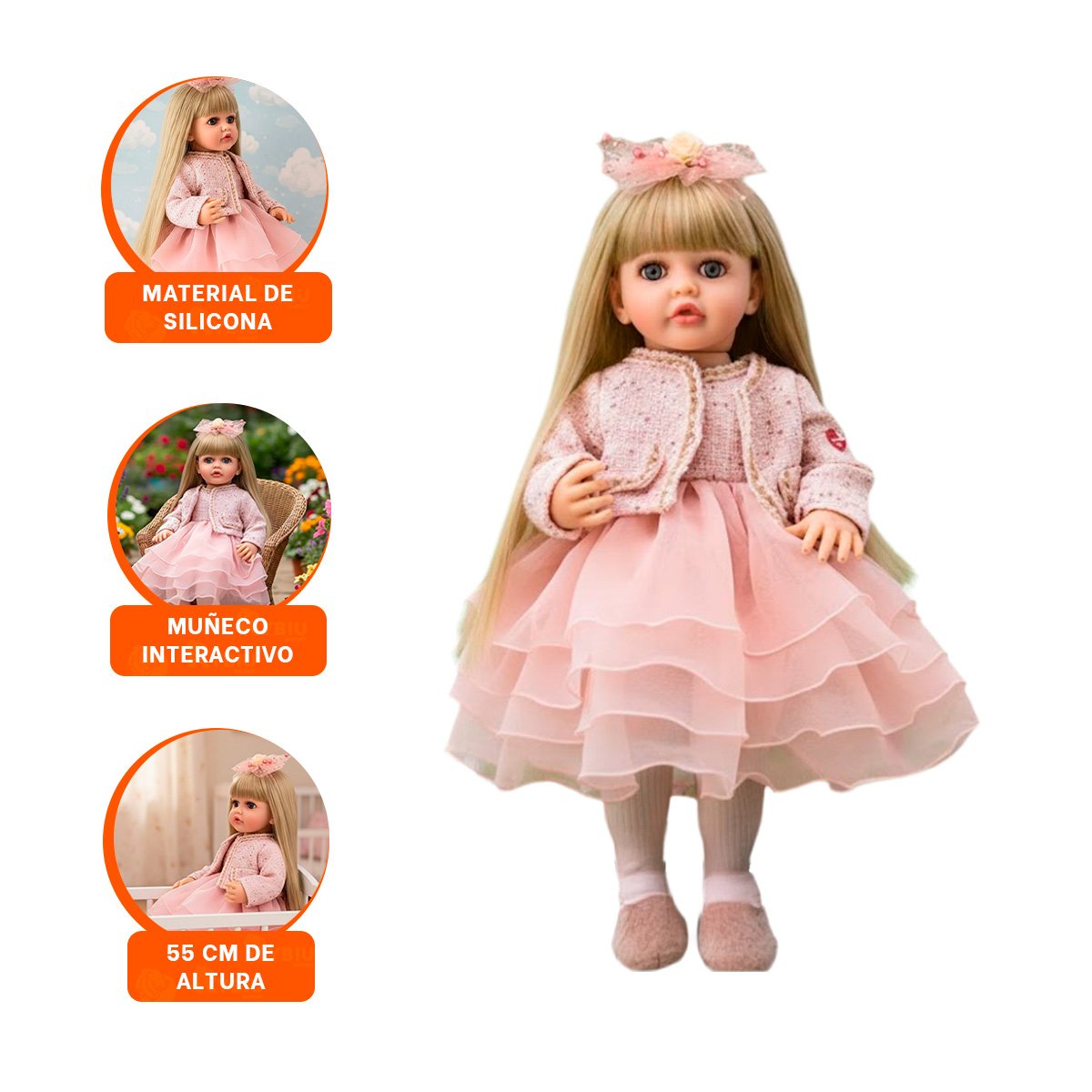AMIGA YESSY 55CM CON VESTUARIO INFANTIL ROSADO Y ESTILO CARINOSO - 3