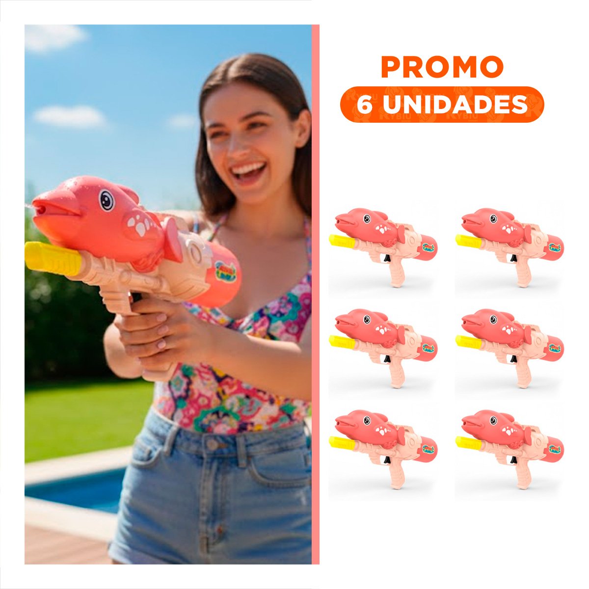 PACK6 PROPUESTA LUDICA DE AGUA CON DELFIN ROSADO PARA JUEGOS FAMILIARES - 1
