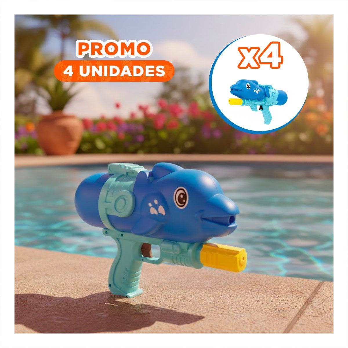 PACK4 LANZADOR PARA JUEGOS DE AGUA DELFIN AZUL EN PLAYA JARDIN Y EXTERIOR - 1