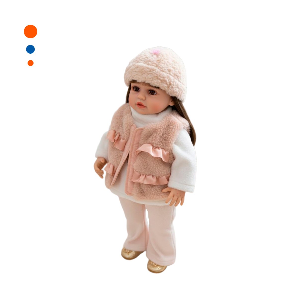 PACK2 COLECCION YESSY 55CM ESTILO INFANTIL CON IMAGEN SUAVE Y VESTIMENTA BEIGE Y+REGALO STICKER - 2