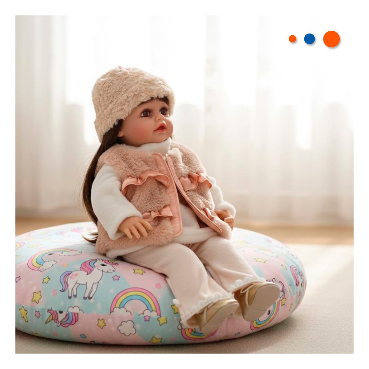 PACK2 COLECCION YESSY 55CM ESTILO INFANTIL CON IMAGEN SUAVE Y VESTIMENTA BEIGE Y+REGALO STICKER - 3