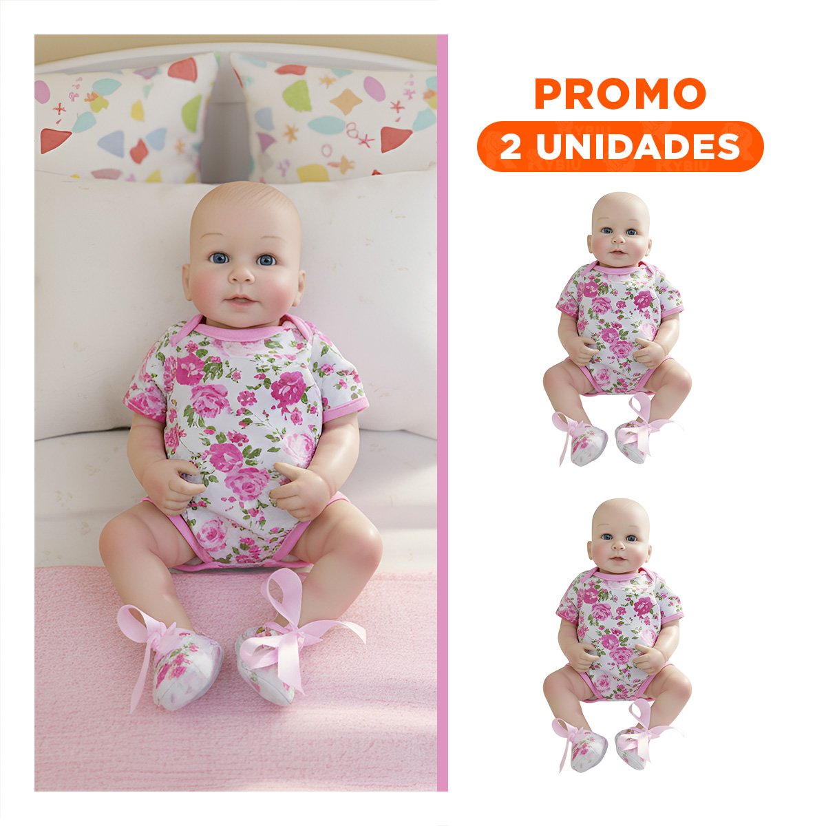 PACK2 FIGURA CLASICA REALISTA CON VESTIDO ROSADO VUELOS Y VINCHA PUNTITOS ESTILO TIERNO - 1