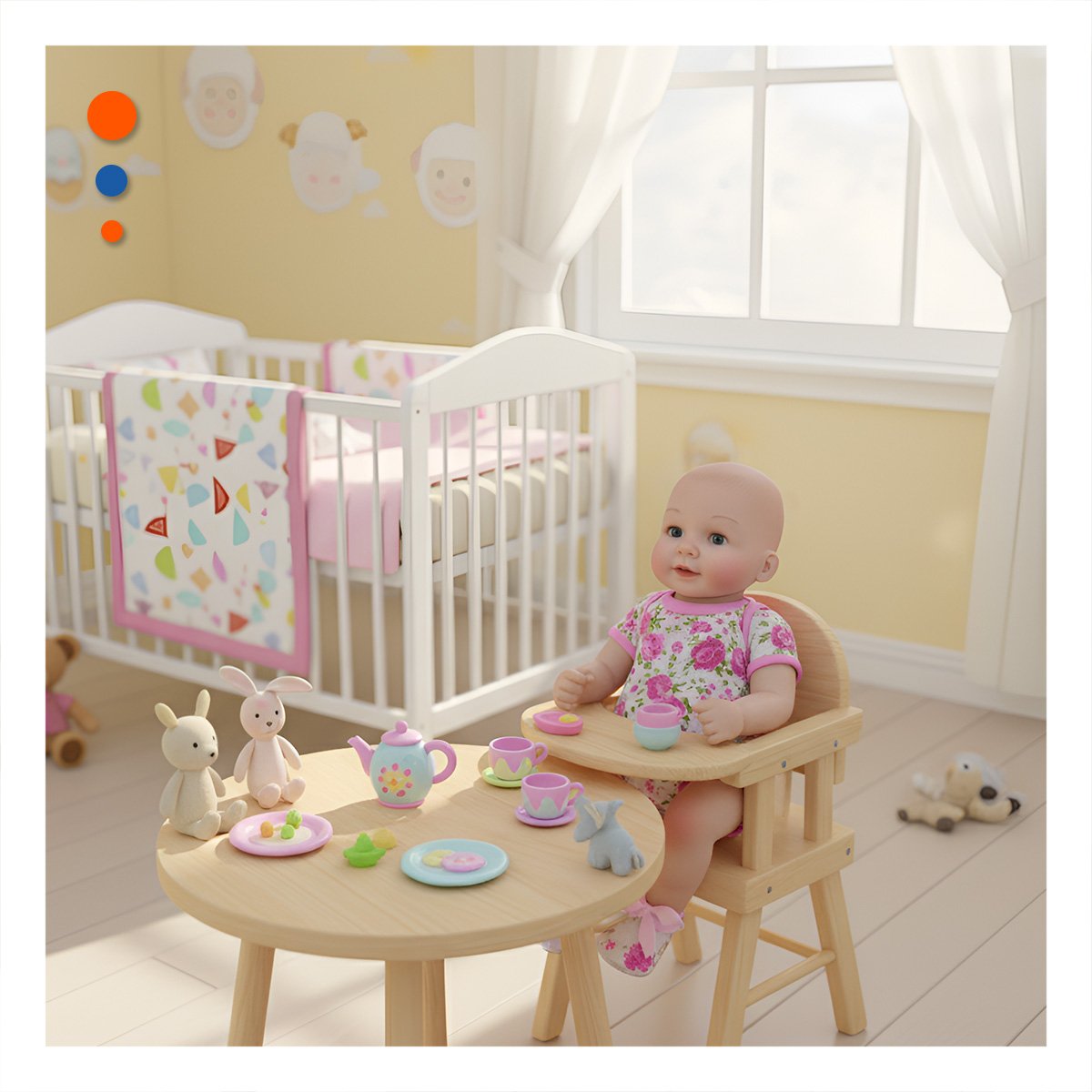 PACK2 FIGURA CLASICA REALISTA CON VESTIDO ROSADO VUELOS Y VINCHA PUNTITOS ESTILO TIERNO - 2