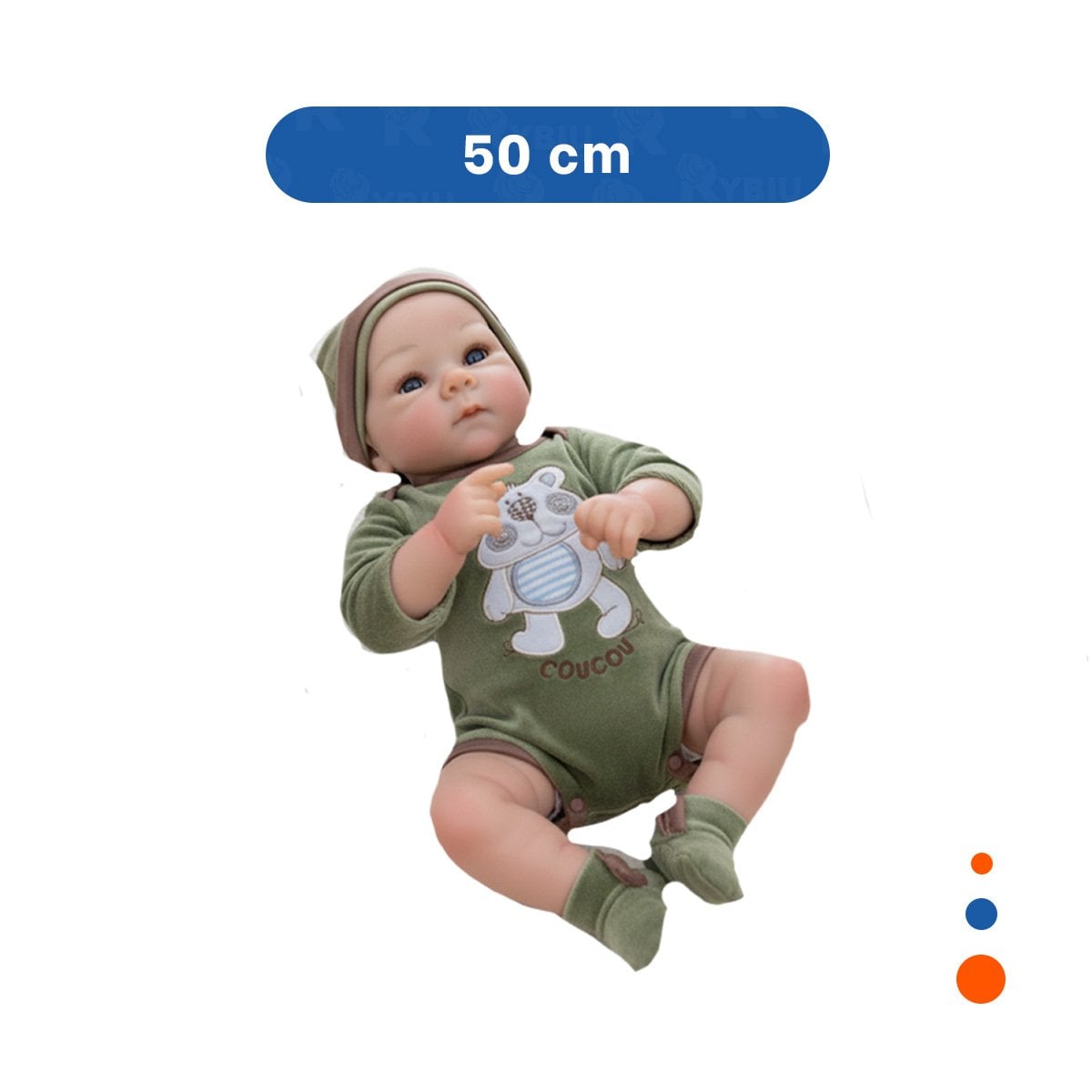 BEBOTE BEBE REALISTA CON ROPA OSITO VERDE Y GORRO PARA MODA HOGAR Y+PAPEL REGALO - 4