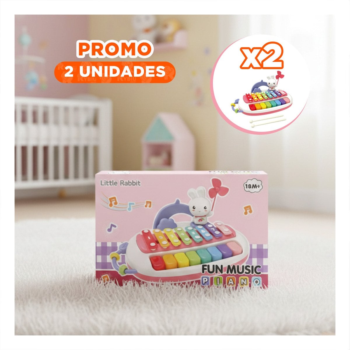 PACK2 JUGUETE MUSICAL INTERACTIVO PARA INFANTES EN ESPACIOS CERRADOS Y+REGALO STICKER - 1