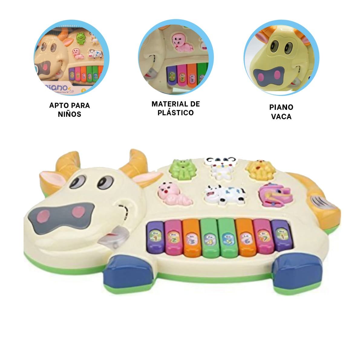 CONSOLA DIDACTICA VACA CON ANIMALES Y NUMEROS PARA USO INFANTIL - 3