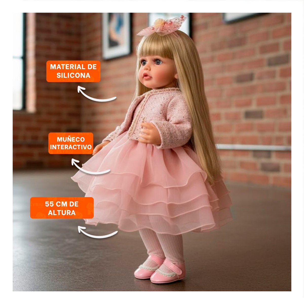 AMIGA YESSY 55CM ESTILO INFANTIL CON IMAGEN DELICADA Y DULCE Y+REGALO STICKER - 5