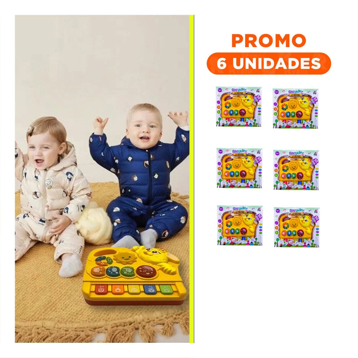 PACK6 TECLAS MUSICALES DE CONEJO CON LUCES LED SONIDO SUAVE PARA HOGAR - 1