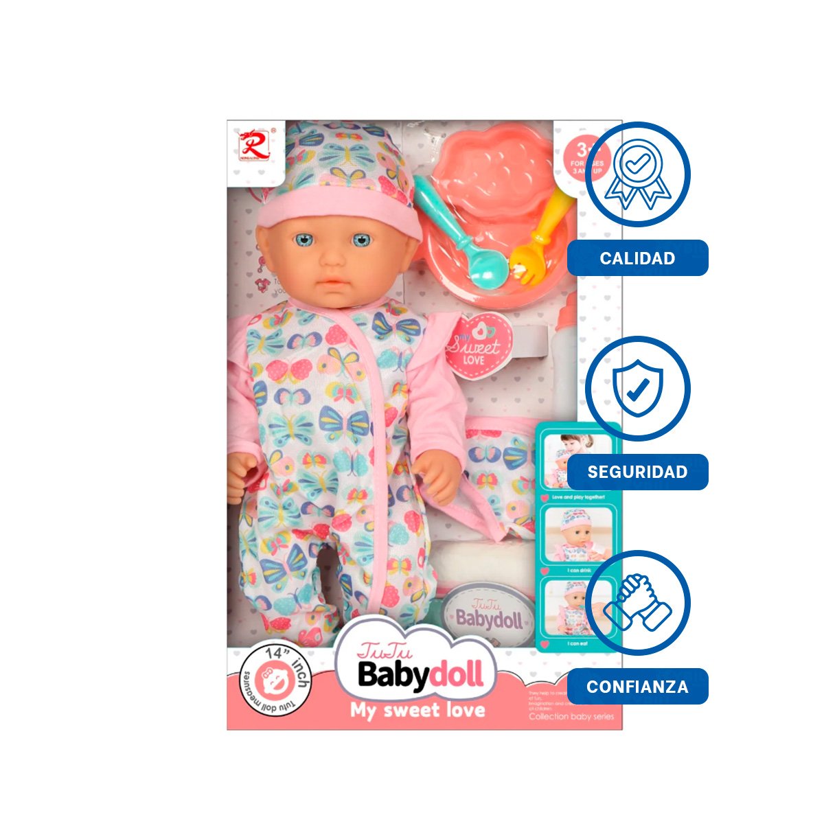 JUGUETE BEBES ENTERIZO CON MARIPOSAS Y ACCESORIOS ROSADO SUAVE Y TEXTURA SUAVE Y+LIGAS REGALO - 3