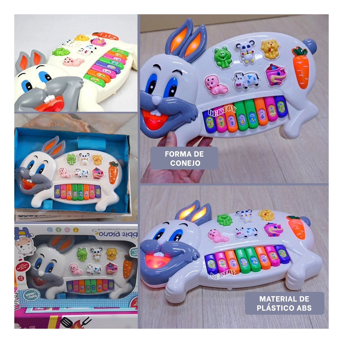PACK4 PANEL MUSICAL CONEJO CON ANIMALES Y NUMEROS PARA JUEGO DIDACTICO Y+REGALO STICKER - 2