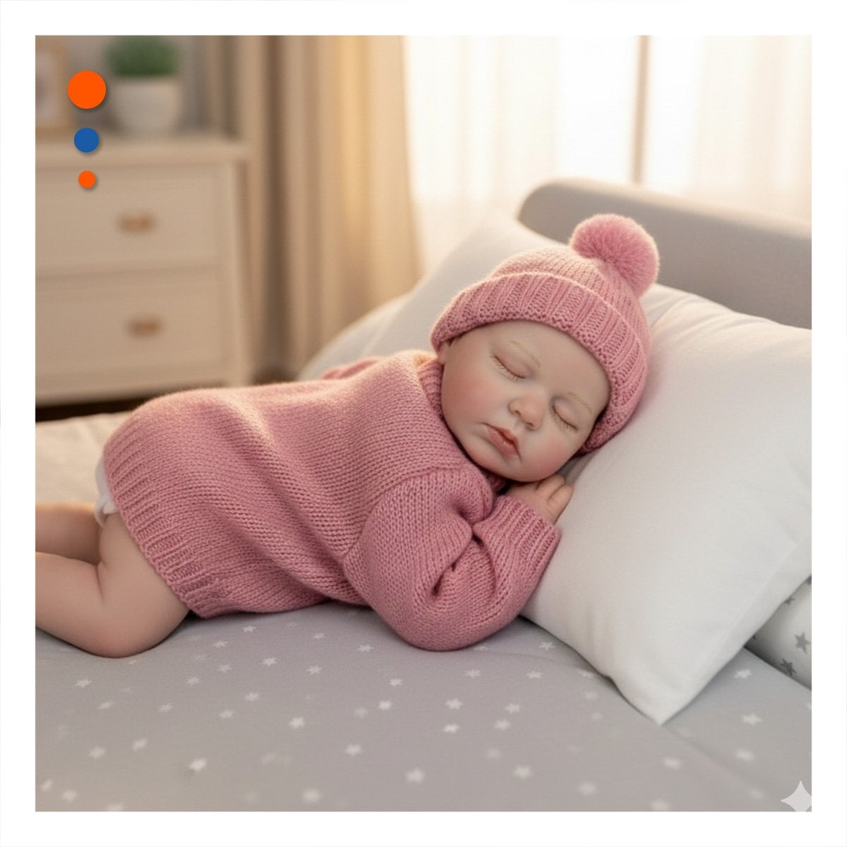 PACK2 JUGUETE SUAVE BEBE REAL CON CHOMPA Y GORRO TEJIDO ROSADO EN CASA - 2
