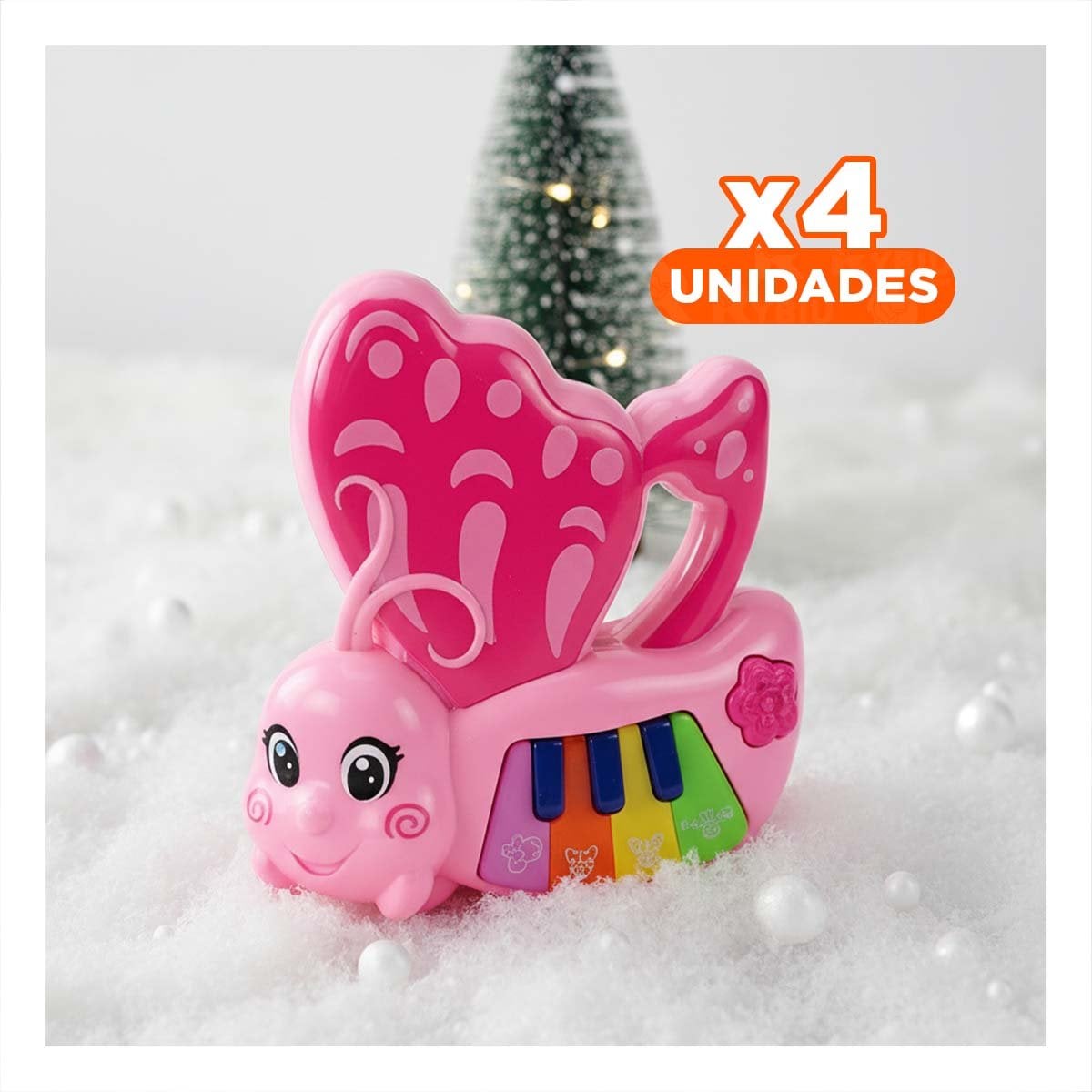 PACK4 TECLAS MUSICALES MARIPOSA ROSADO 22X26 CM PARA NINOS - 1