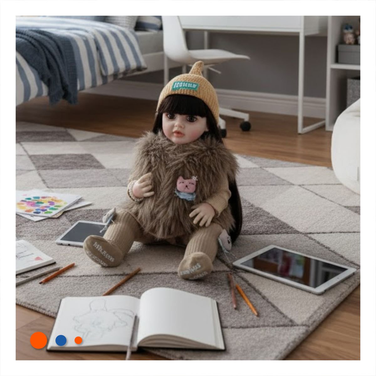 PACK2 MUÑECA INTELIGENTE CON DISEÑO REAL PARA JUEGO INTERACTIVO CON 55CM EN MARRON - 3