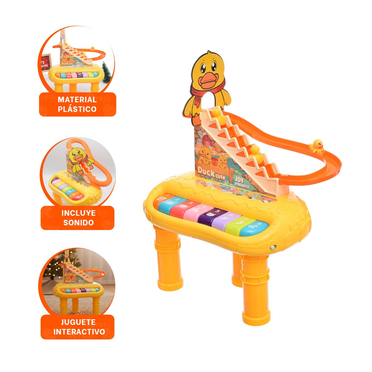 INSTRUMENTO DIDACTICO PATO 2 EN 1 CON TOBOGAN DE PATITOS JUEGO AMARILLO - 3