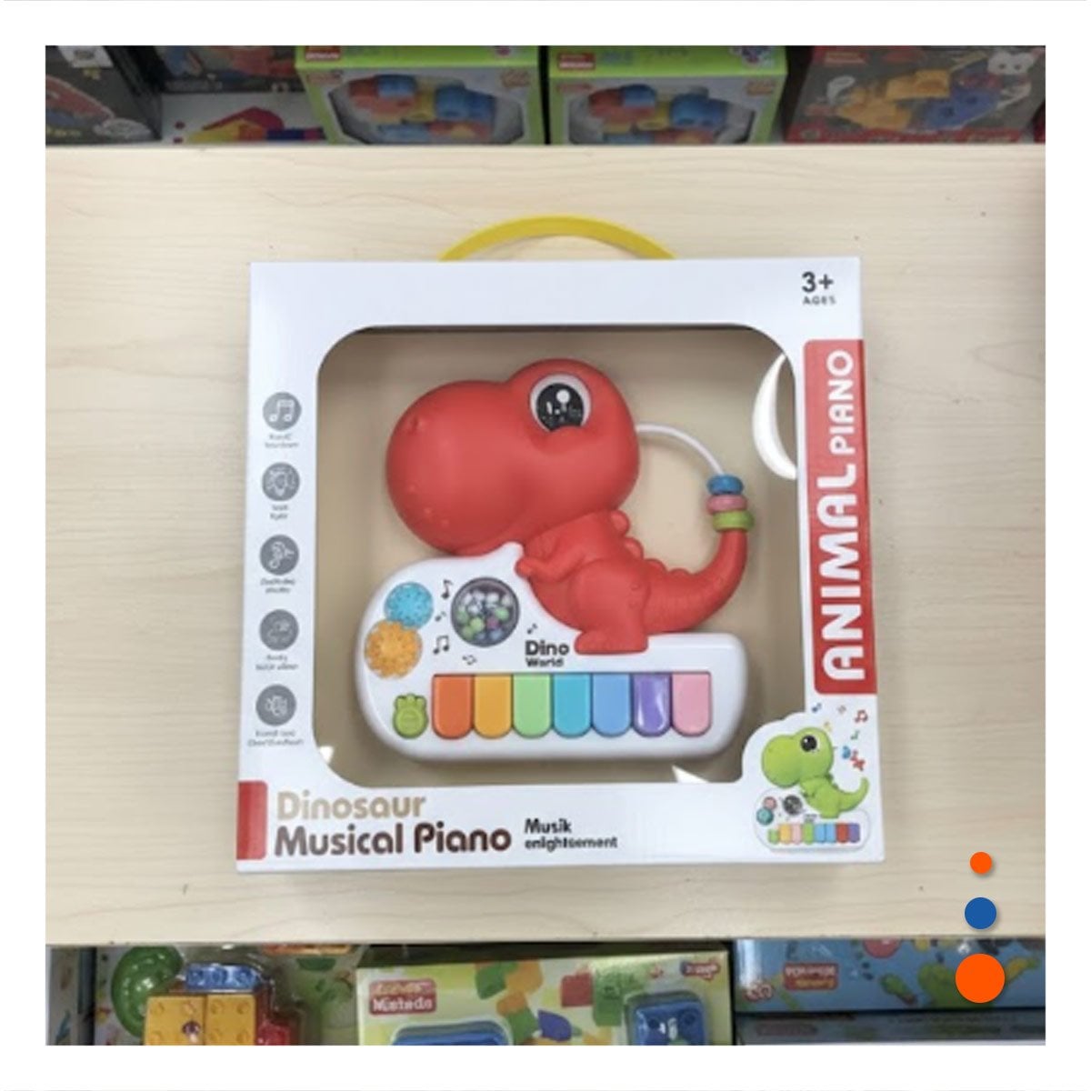 PACK4 SINTETIZADOR INFANTIL DE TECLAS MUSICALES DINOSAURIO ROSADO 17.5 CM Y+REGALO STICKER - 3