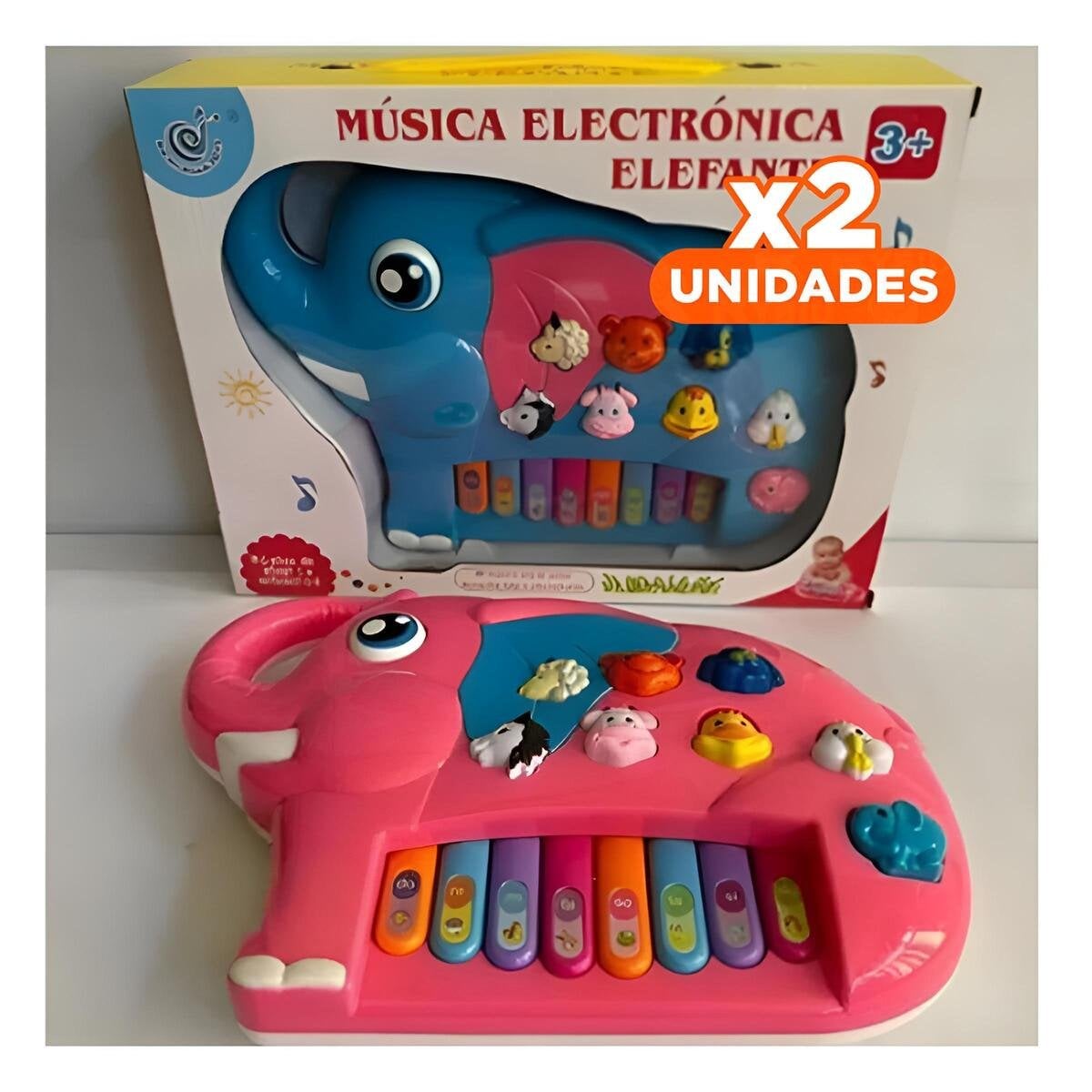 PACK2 CLASICO ELEFANTE MUSICAL DIDACTICO PARA JUEGO TRADICIONAL EN CASA Y+REGALO STICKER - 1