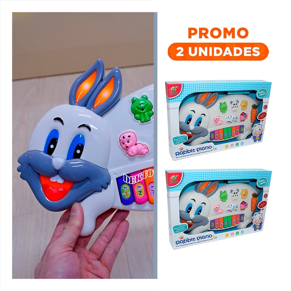 PACK2 CONSOLA MUSICAL CONEJO CON ANIMALES Y NUMEROS PARA APRENDIZAJE EDUCATIVO - 1