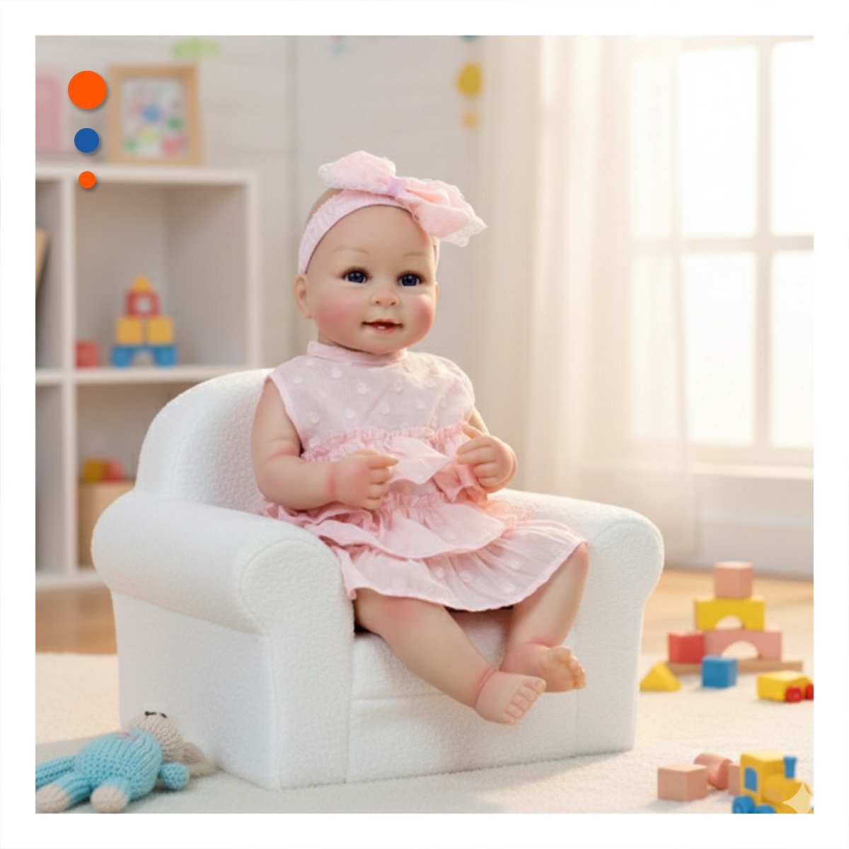 PACK2 FIGURA CLASICA REALISTA CON VESTIDO ROSADO VUELOS Y VINCHA PUNTITOS ESTILO TIERNO - 2