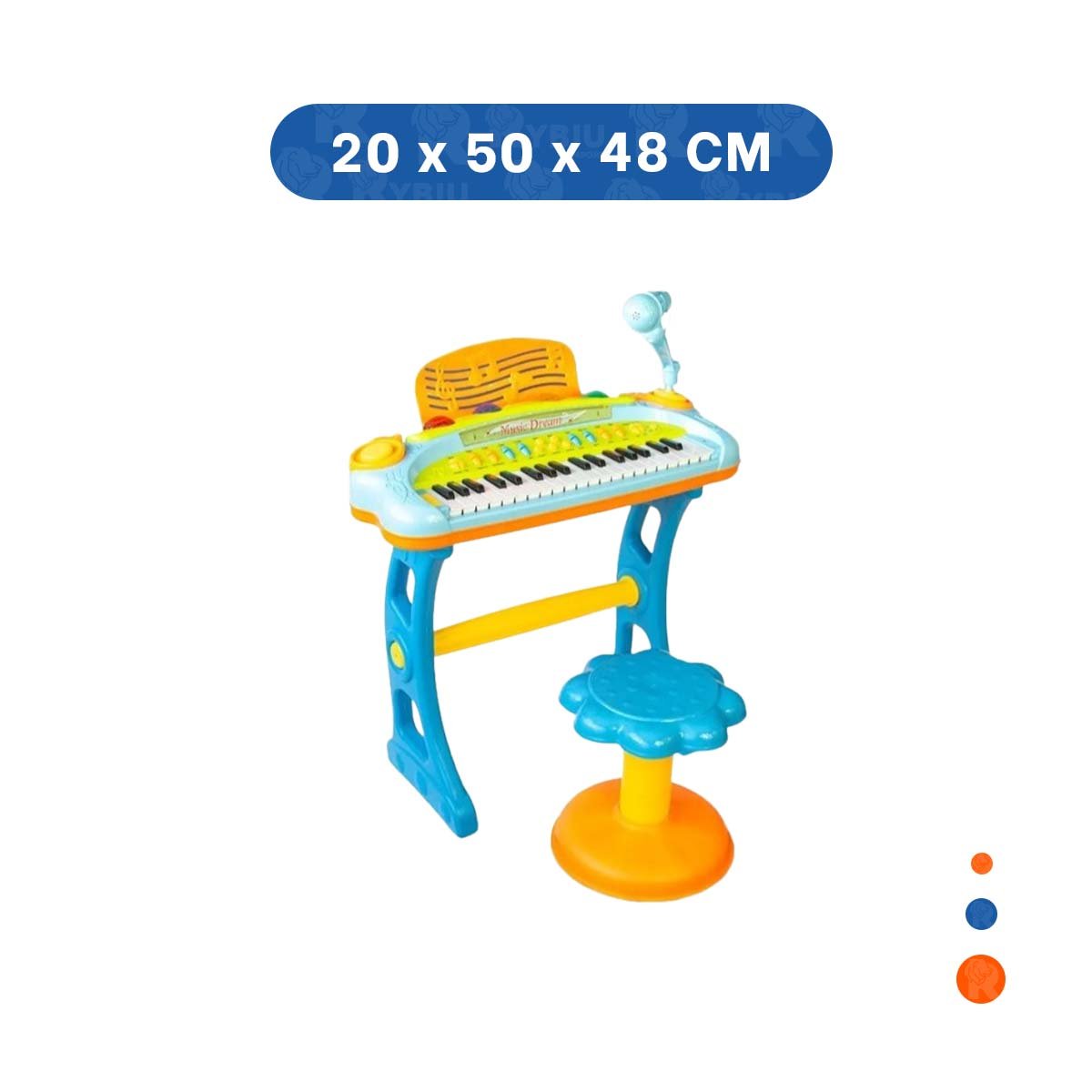 CENTRO MUSICAL INFANTIL PIANO CON MICROFONO Y SILLA CELESTE PARA NINOS Y+PAPEL REGALO - 4