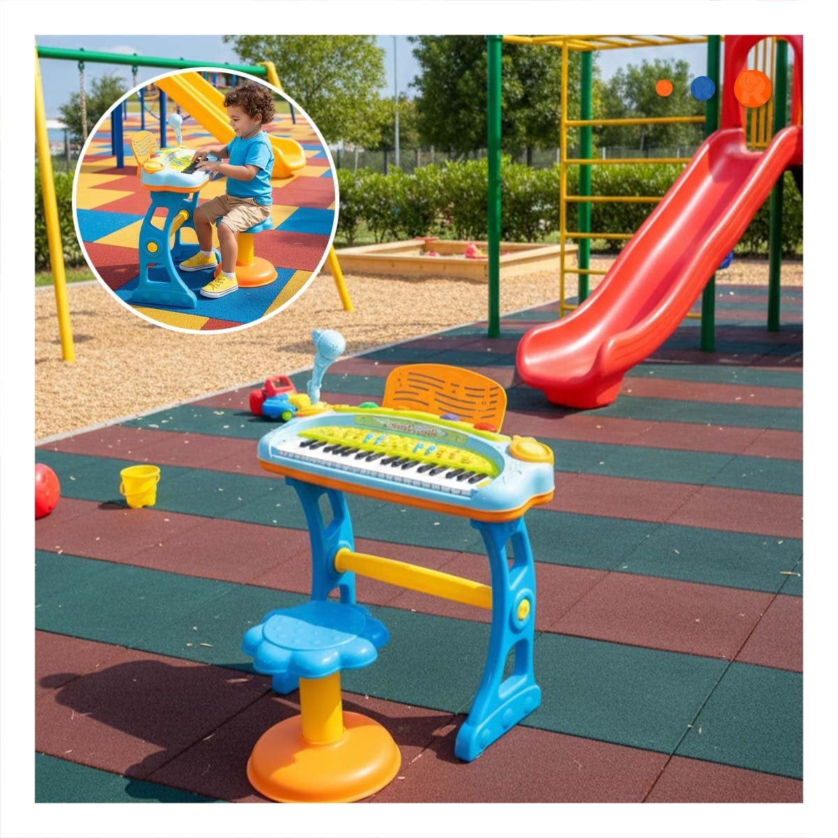 SET MUSICAL INFANTIL PIANO CON MICROFONO Y SILLA CELESTE PARA DIVERSION Y+POST IT - 2