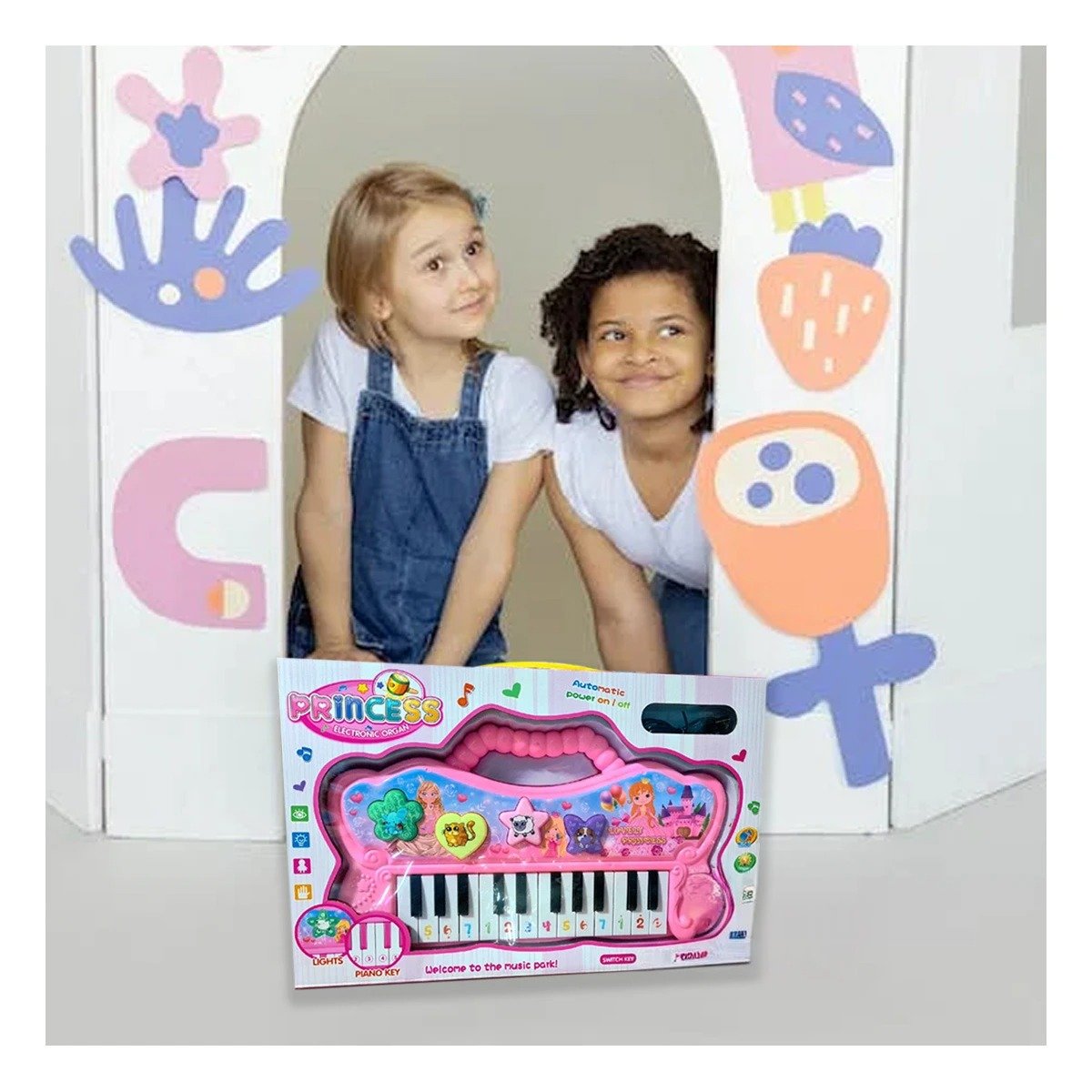 PACK2 TECLADO ROSADO MUSICAL CON PIANO Y SONIDOS PARA JUEGO Y+PAPEL REGALO - 2