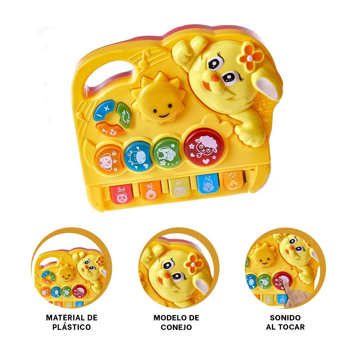 PACK2 PIANO DIDACTICO MUSICAL CONEJO CON TECLAS SONIDO EDUCATIVO PARA HOGAR Y+REGALO STICKER - 2