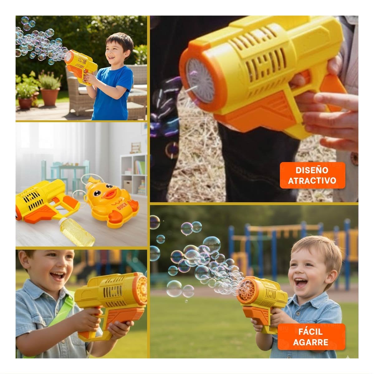 PACK6 ENTRETENIMIENTO DE BURBUJAS CON MOCHILA PORTATIL PATO AMARILLO Y+PAPEL REGALO - 3